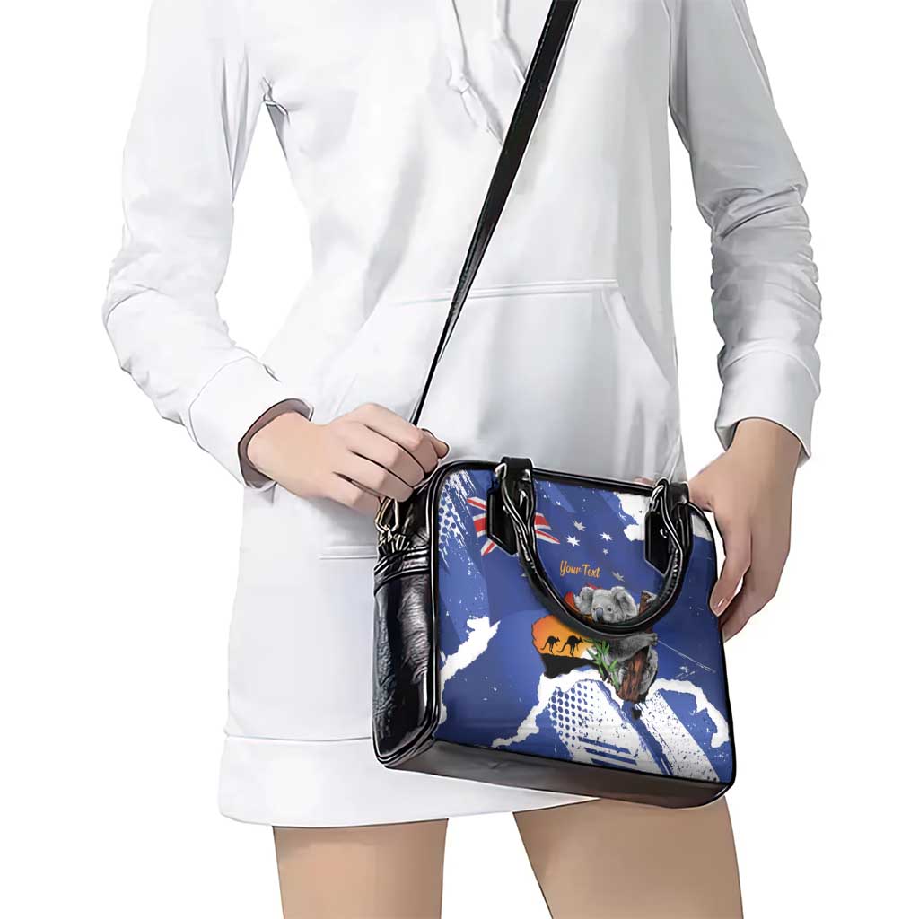 Koala Australia Personalised Shoulder Handbag Aussie Map Flag Color Grunge Pattern
