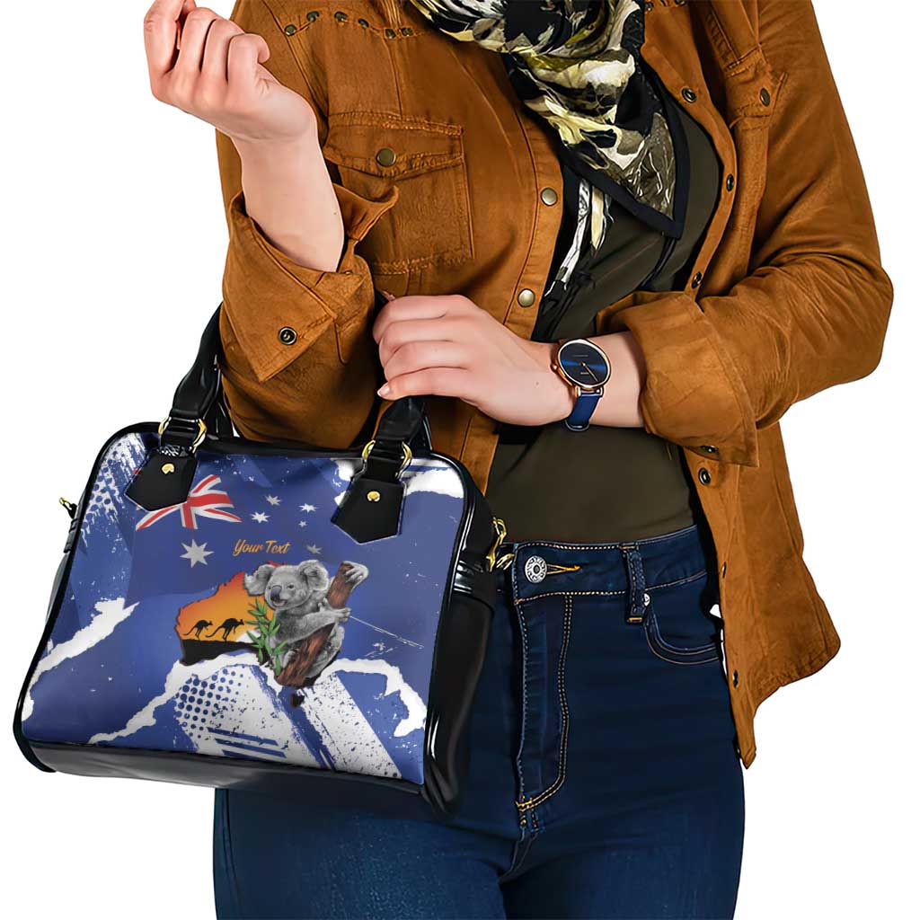 Koala Australia Personalised Shoulder Handbag Aussie Map Flag Color Grunge Pattern