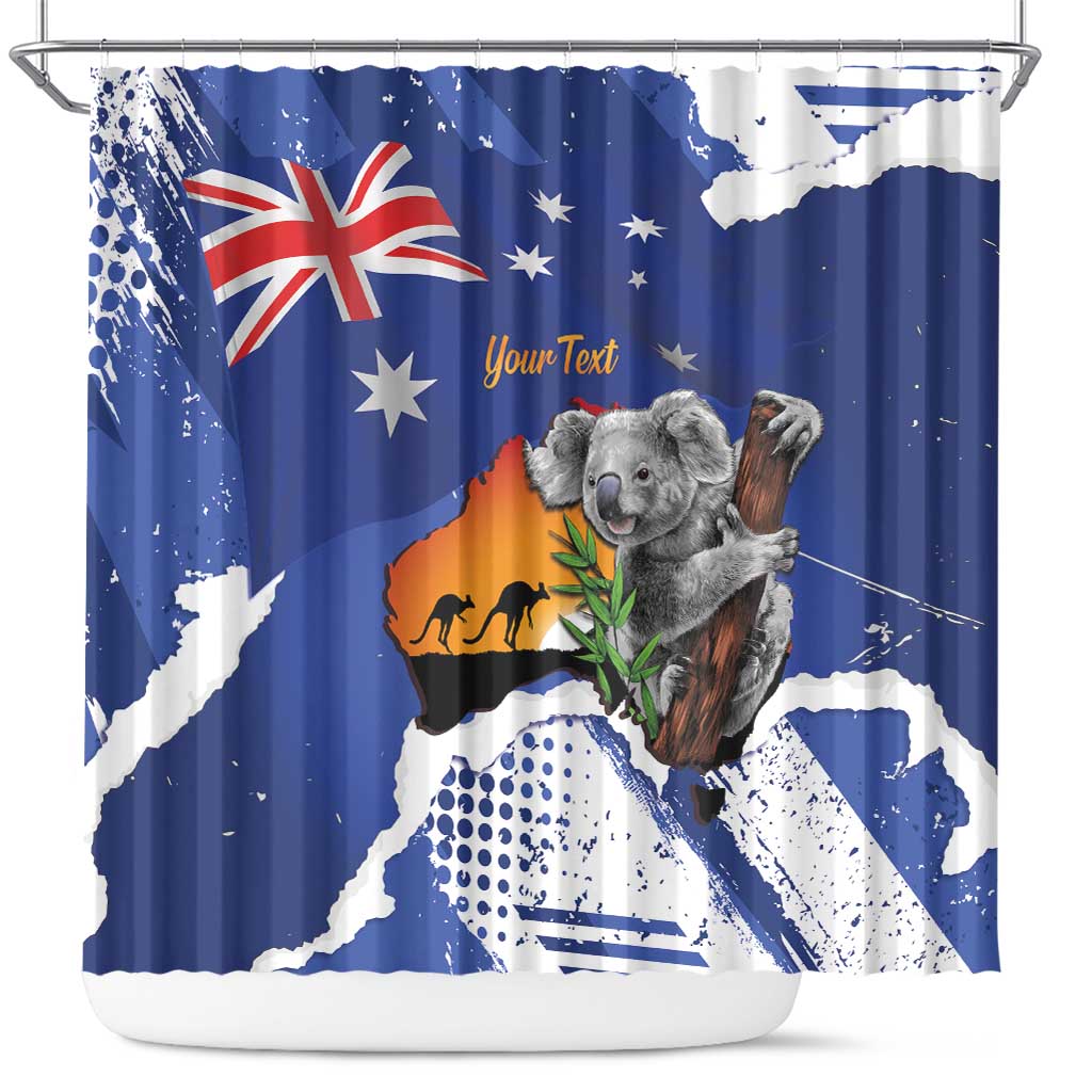 Koala Australia Personalised Shower Curtain Aussie Map Flag Color Grunge Pattern