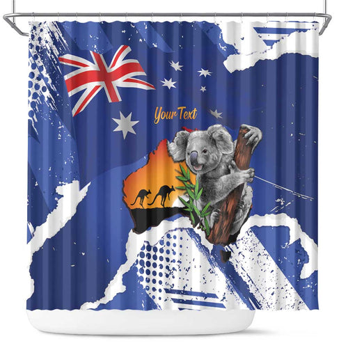 Koala Australia Personalised Shower Curtain Aussie Map Flag Color Grunge Pattern
