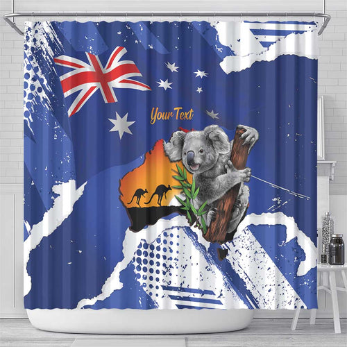 Koala Australia Personalised Shower Curtain Aussie Map Flag Color Grunge Pattern