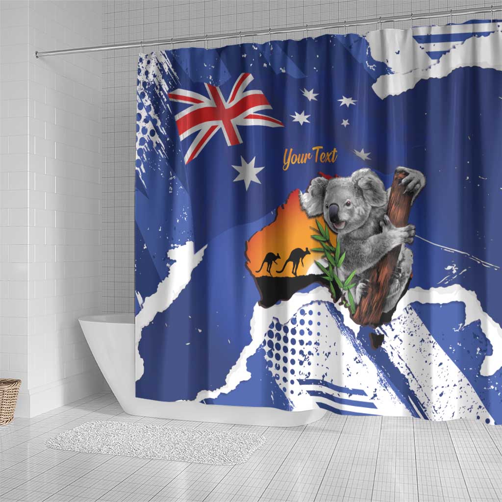 Koala Australia Personalised Shower Curtain Aussie Map Flag Color Grunge Pattern