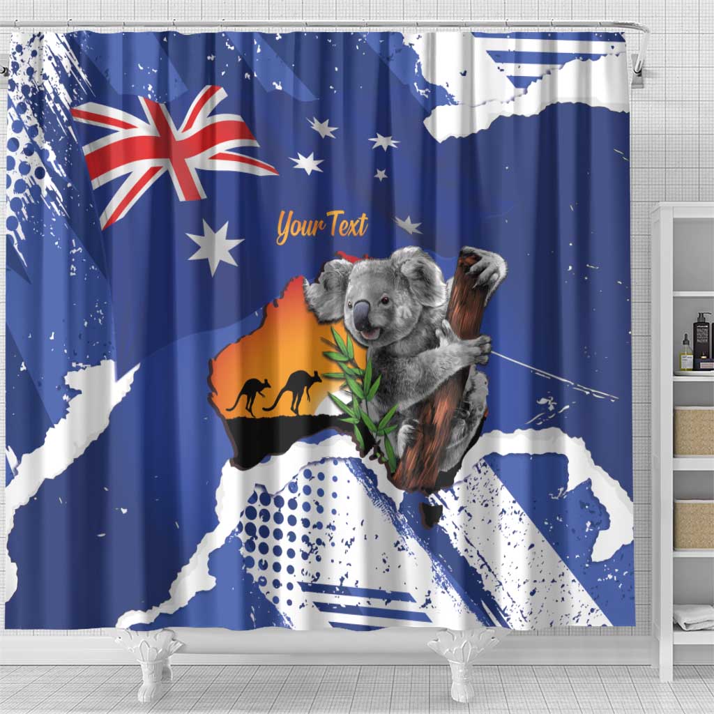 Koala Australia Personalised Shower Curtain Aussie Map Flag Color Grunge Pattern