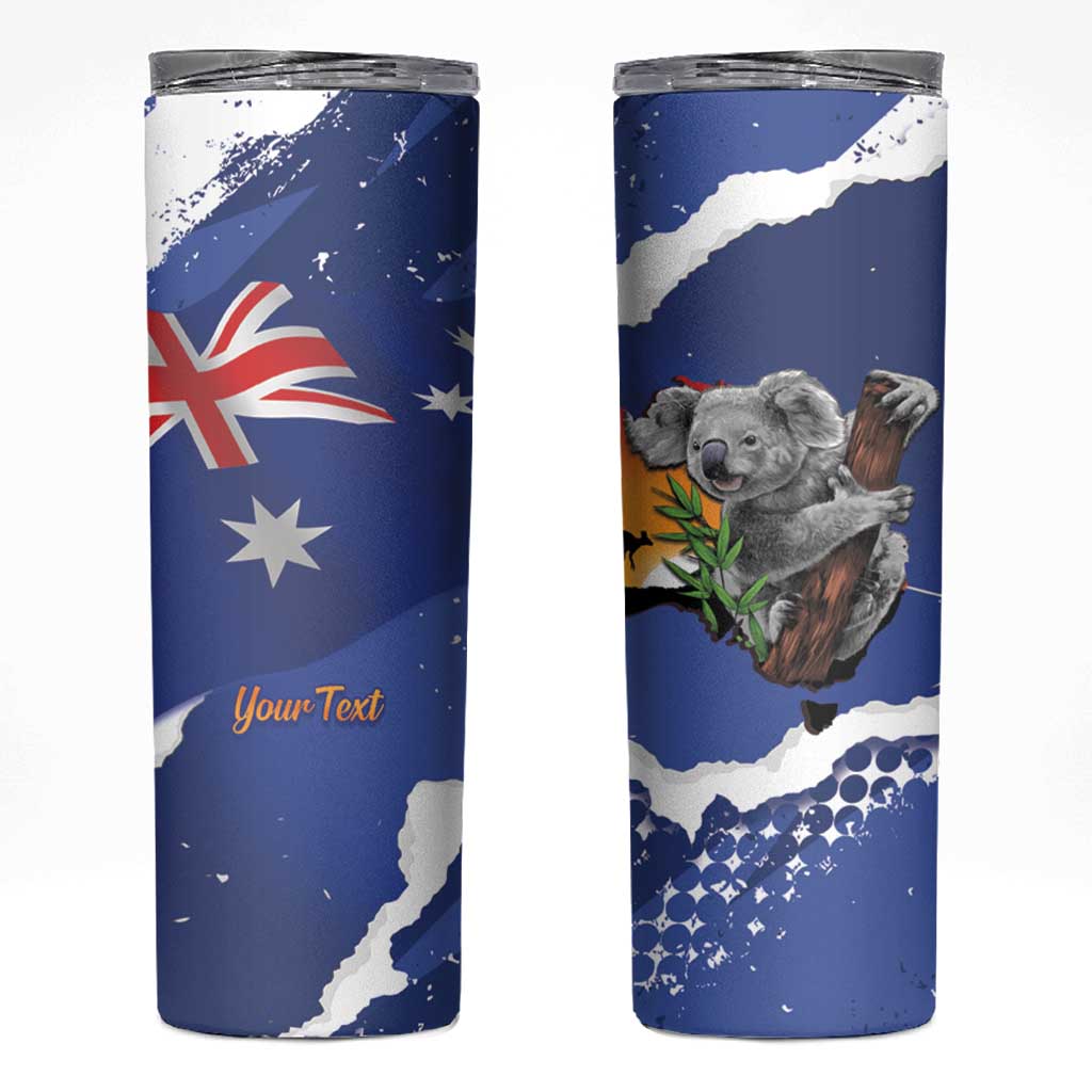 Koala Australia Personalised Skinny Tumbler Aussie Map Flag Color Grunge Pattern