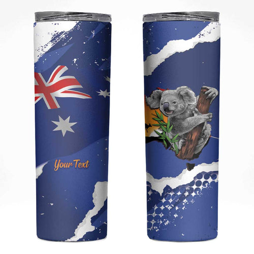 Koala Australia Personalised Skinny Tumbler Aussie Map Flag Color Grunge Pattern