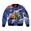Koala Australia Personalised Sleeve Zip Bomber Jacket Aussie Map Flag Color Grunge Pattern