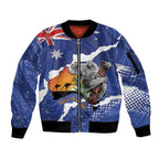 Koala Australia Personalised Sleeve Zip Bomber Jacket Aussie Map Flag Color Grunge Pattern