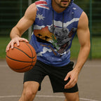 Koala Australia Personalised Sleeveless Hoodie Aussie Map Flag Color Grunge Pattern