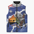 Koala Australia Personalised Sleeveless Puffer Jacket Aussie Map Flag Color Grunge Pattern