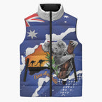 Koala Australia Personalised Sleeveless Puffer Jacket Aussie Map Flag Color Grunge Pattern