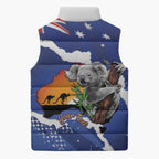 Koala Australia Personalised Sleeveless Puffer Jacket Aussie Map Flag Color Grunge Pattern