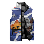 Koala Australia Personalised Sleeveless Puffer Jacket Aussie Map Flag Color Grunge Pattern