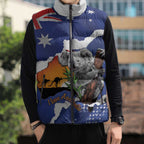 Koala Australia Personalised Sleeveless Puffer Jacket Aussie Map Flag Color Grunge Pattern