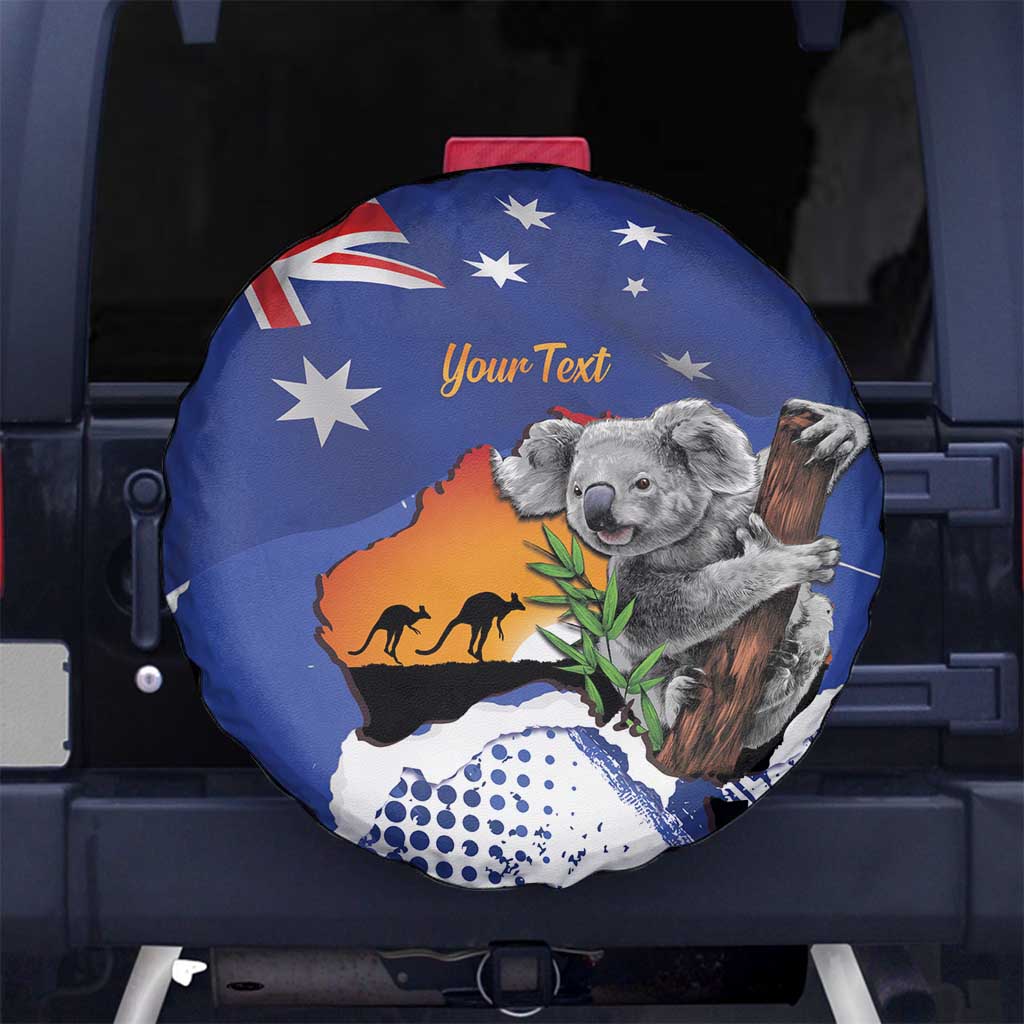Koala Australia Personalised Spare Tire Cover Aussie Map Flag Color Grunge Pattern