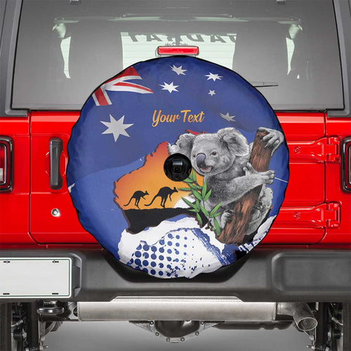 Koala Australia Personalised Spare Tire Cover Aussie Map Flag Color Grunge Pattern