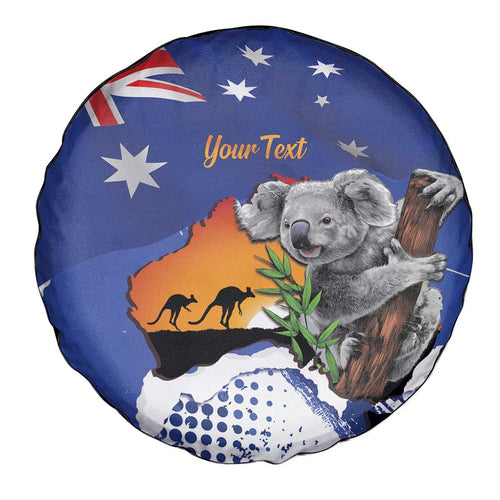 Koala Australia Personalised Spare Tire Cover Aussie Map Flag Color Grunge Pattern