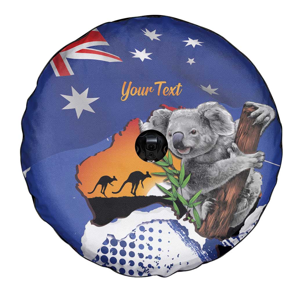 Koala Australia Personalised Spare Tire Cover Aussie Map Flag Color Grunge Pattern