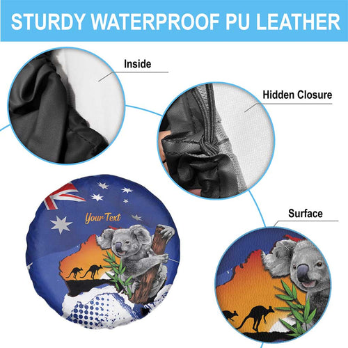 Koala Australia Personalised Spare Tire Cover Aussie Map Flag Color Grunge Pattern