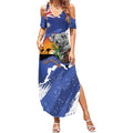 Koala Australia Personalised Summer Maxi Dress Aussie Map Flag Color Grunge Pattern