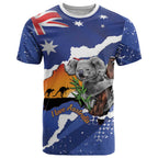 Koala Australia Personalised T Shirt Aussie Map Flag Color Grunge Pattern