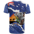 Koala Australia Personalised T Shirt Aussie Map Flag Color Grunge Pattern