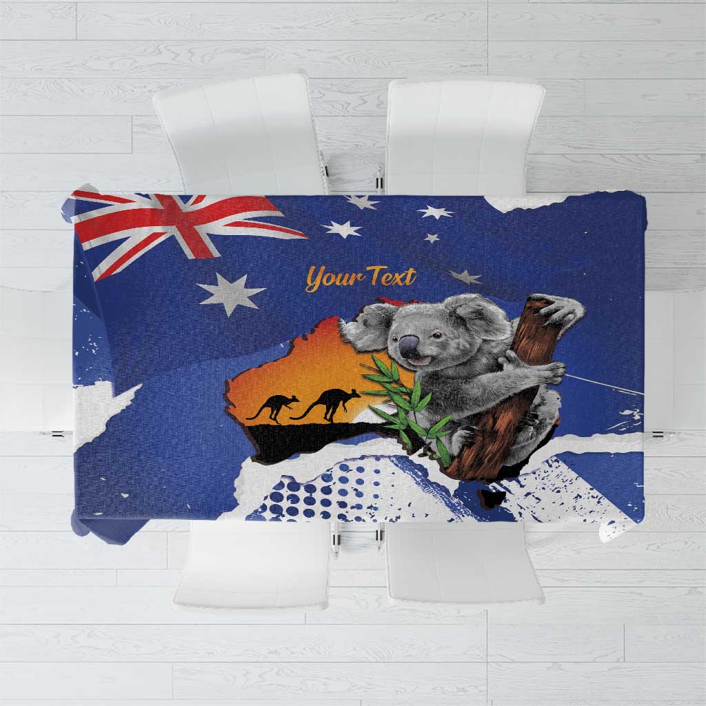 Koala Australia Personalised Tablecloth Aussie Map Flag Color Grunge Pattern