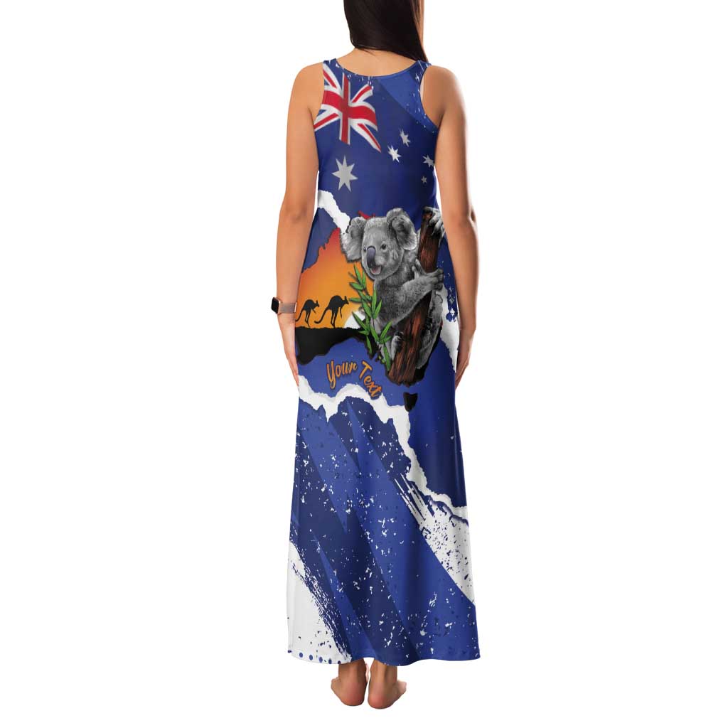 Koala Australia Personalised Tank Maxi Dress Aussie Map Flag Color Grunge Pattern