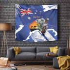 Koala Australia Personalised Tapestry Aussie Map Flag Color Grunge Pattern