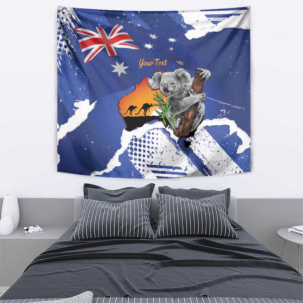 Koala Australia Personalised Tapestry Aussie Map Flag Color Grunge Pattern