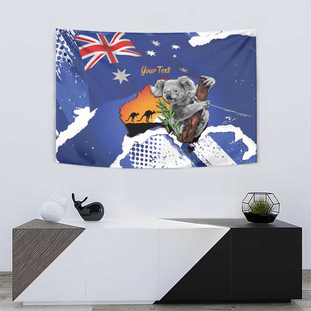 Koala Australia Personalised Tapestry Aussie Map Flag Color Grunge Pattern