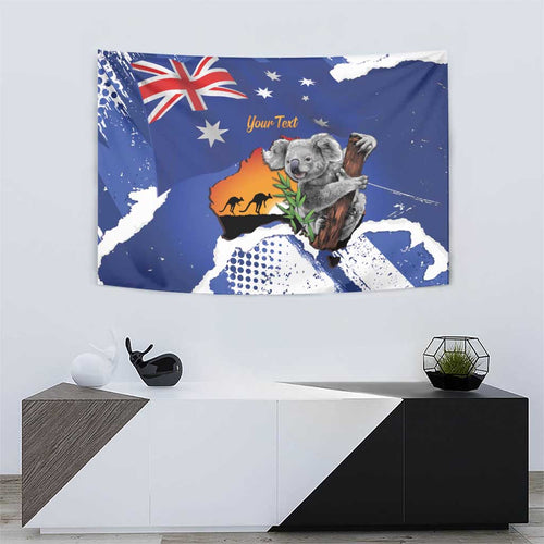Koala Australia Personalised Tapestry Aussie Map Flag Color Grunge Pattern