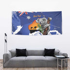 Koala Australia Personalised Tapestry Aussie Map Flag Color Grunge Pattern