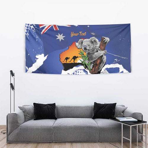 Koala Australia Personalised Tapestry Aussie Map Flag Color Grunge Pattern
