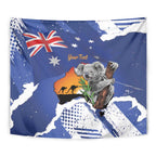 Koala Australia Personalised Tapestry Aussie Map Flag Color Grunge Pattern