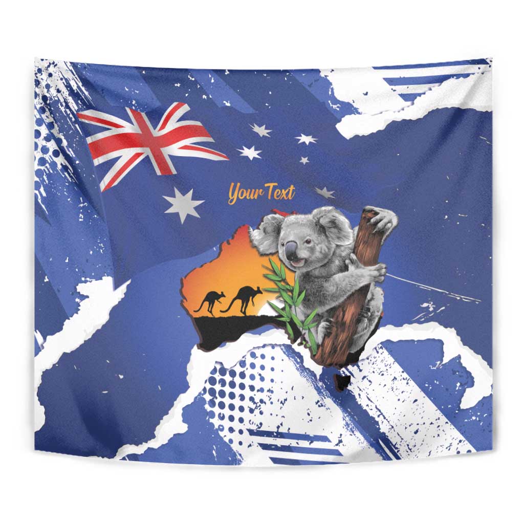 Koala Australia Personalised Tapestry Aussie Map Flag Color Grunge Pattern