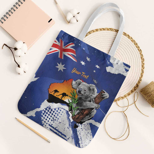 Koala Australia Personalised Tote Bag Aussie Map Flag Color Grunge Pattern