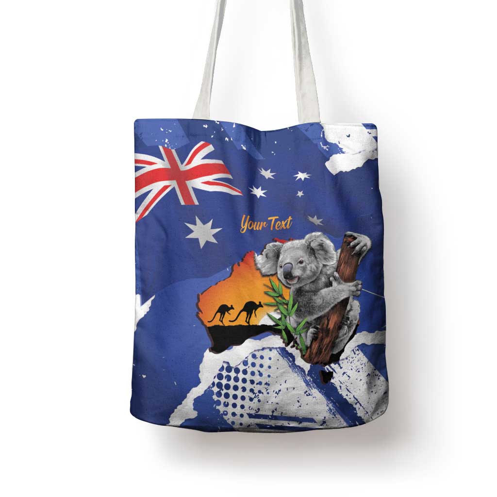 Koala Australia Personalised Tote Bag Aussie Map Flag Color Grunge Pattern