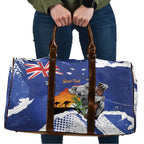 Koala Australia Personalised Travel Bag Aussie Map Flag Color Grunge Pattern