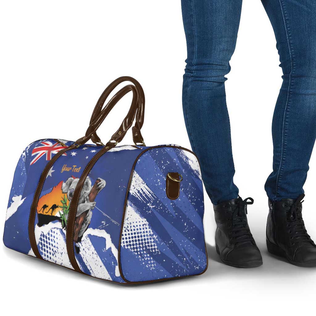 Koala Australia Personalised Travel Bag Aussie Map Flag Color Grunge Pattern