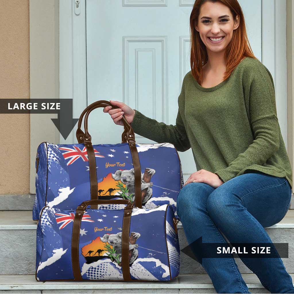 Koala Australia Personalised Travel Bag Aussie Map Flag Color Grunge Pattern