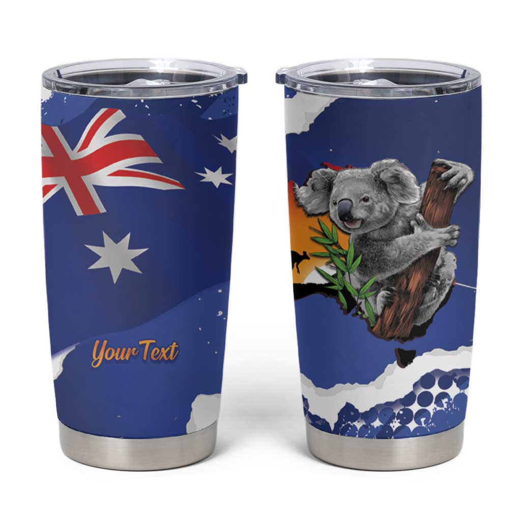 Koala Australia Personalised Tumbler Cup Aussie Map Flag Color Grunge Pattern