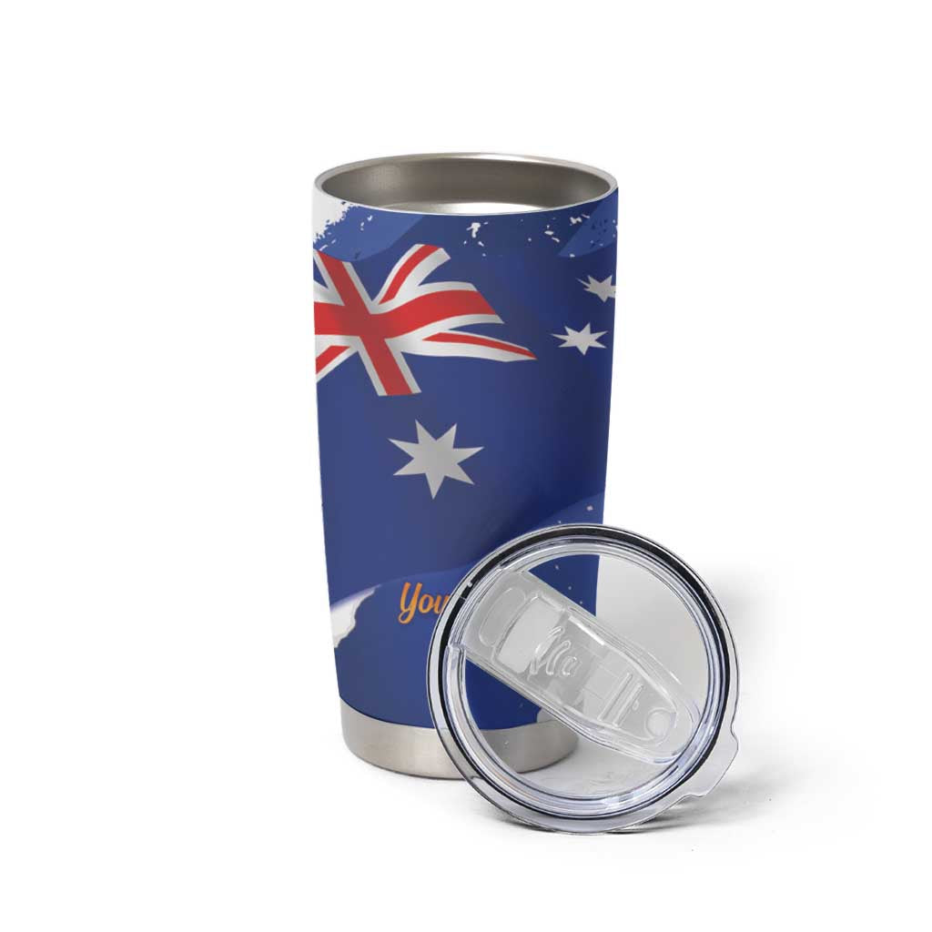 Koala Australia Personalised Tumbler Cup Aussie Map Flag Color Grunge Pattern