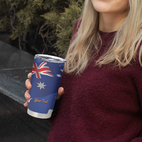 Koala Australia Personalised Tumbler Cup Aussie Map Flag Color Grunge Pattern