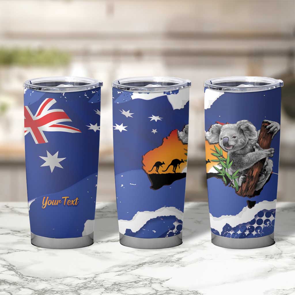 Koala Australia Personalised Tumbler Cup Aussie Map Flag Color Grunge Pattern