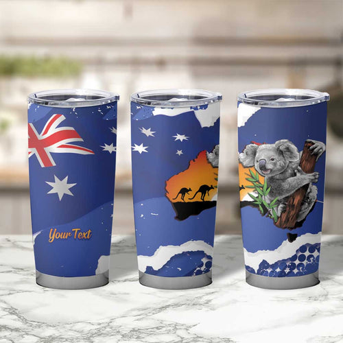 Koala Australia Personalised Tumbler Cup Aussie Map Flag Color Grunge Pattern
