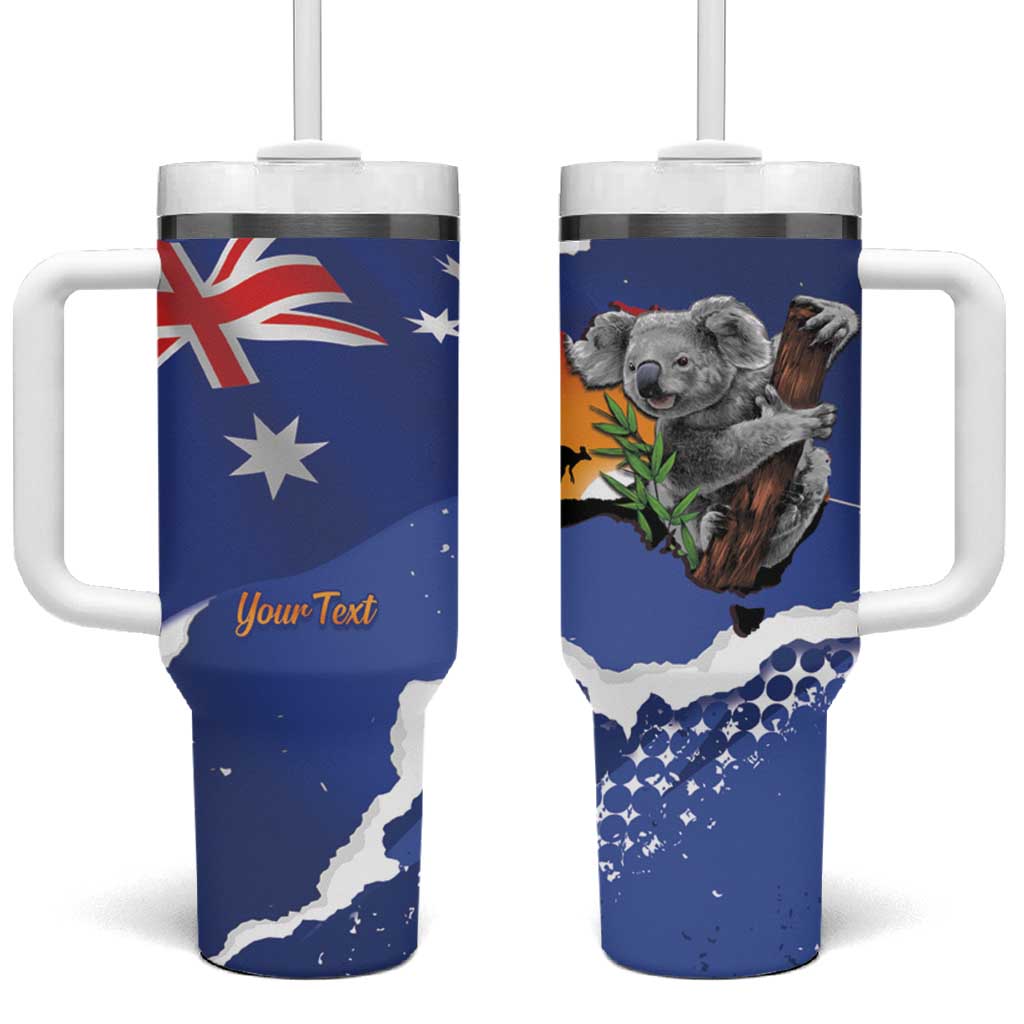Koala Australia Personalised Tumbler With Handle Aussie Map Flag Color Grunge Pattern