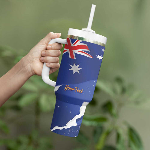 Koala Australia Personalised Tumbler With Handle Aussie Map Flag Color Grunge Pattern