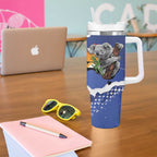Koala Australia Personalised Tumbler With Handle Aussie Map Flag Color Grunge Pattern