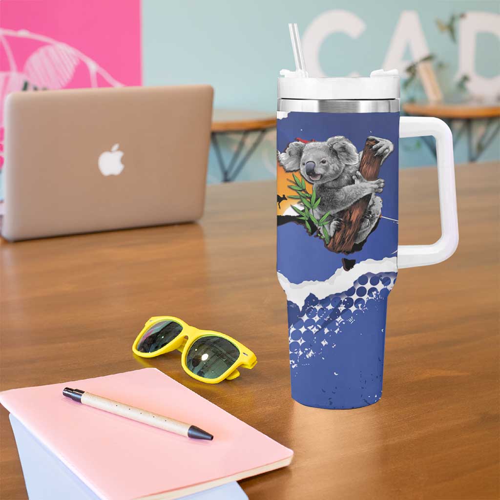 Koala Australia Personalised Tumbler With Handle Aussie Map Flag Color Grunge Pattern