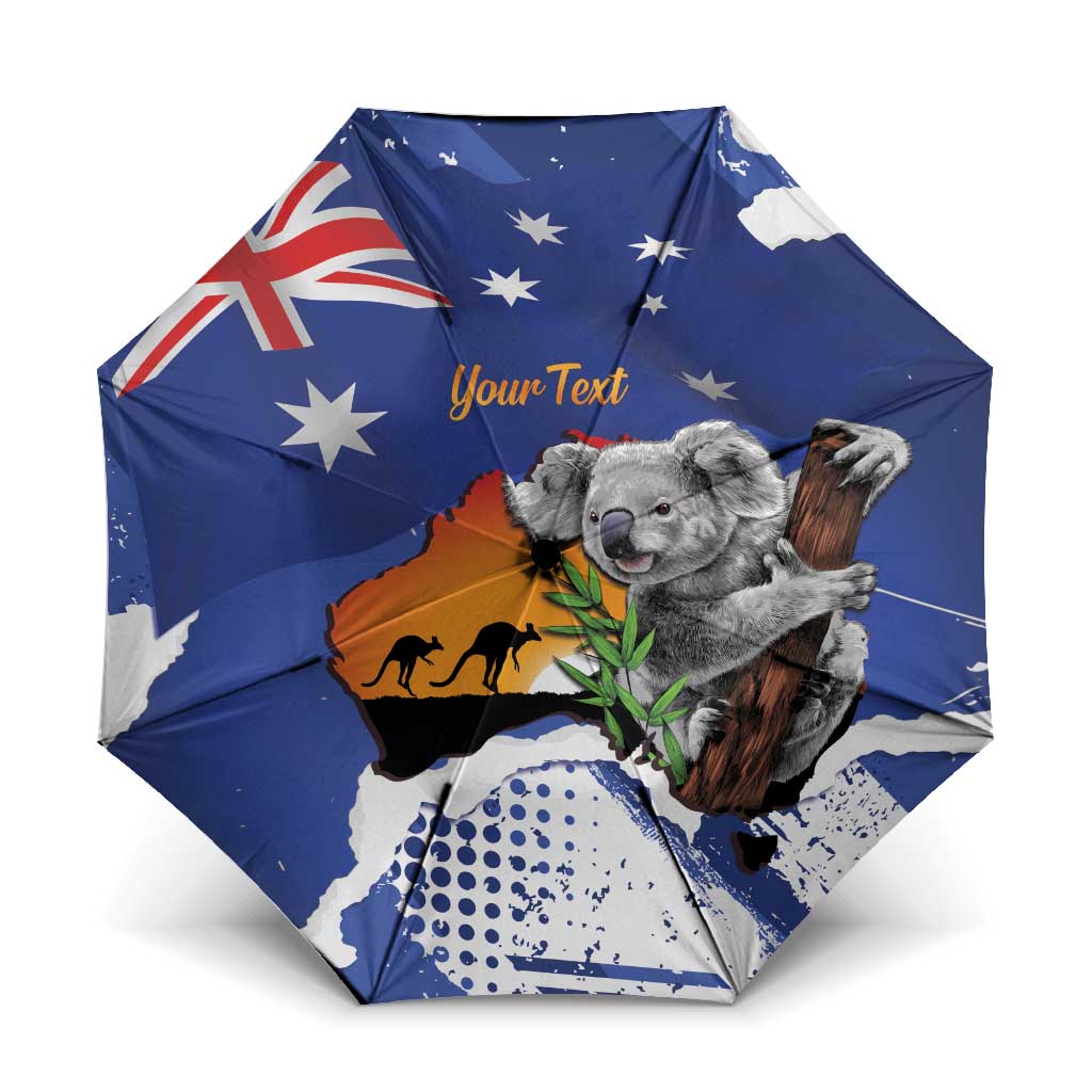 Koala Australia Personalised Umbrella Aussie Map Flag Color Grunge Pattern